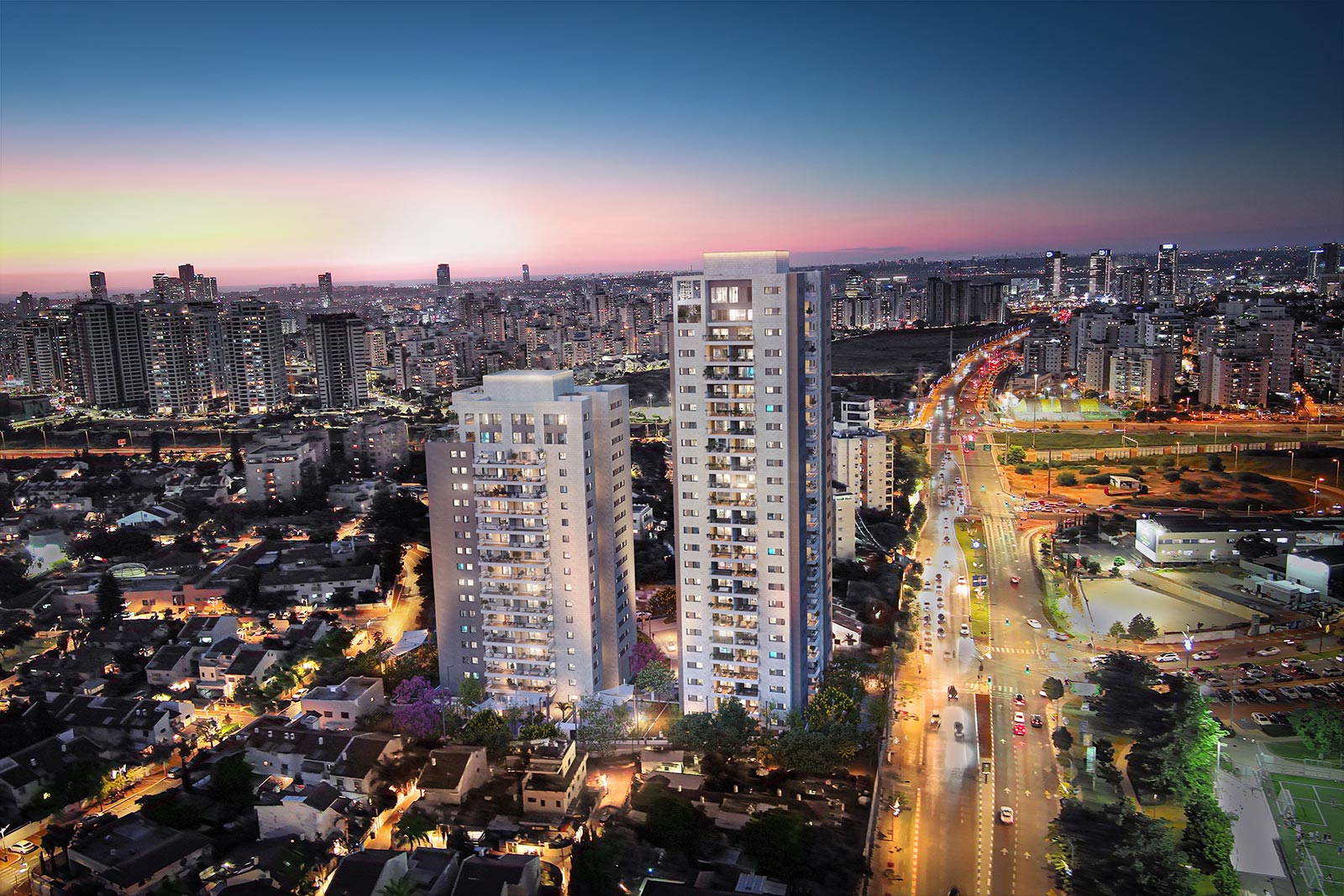 הדמייה של הבניינים מקדימה